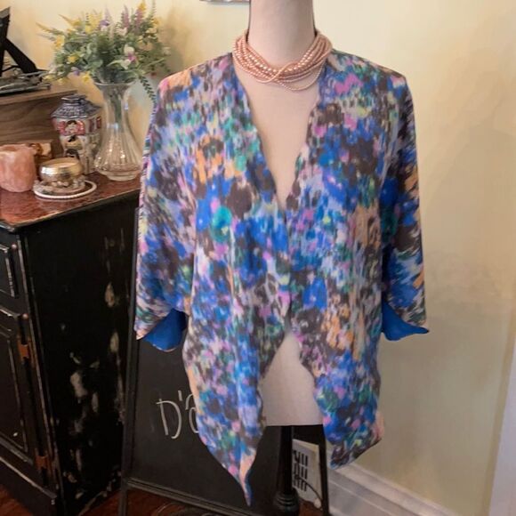 Kimchi Blue M/L Open Front Fly Lined Cape Kimono U/O - Picture 1 of 5